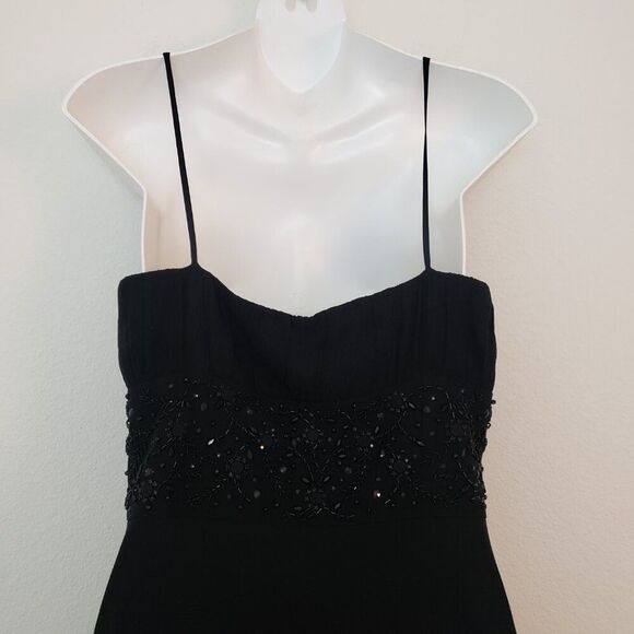 Ann Taylor Vintage Dress 6 Black Silk Beaded Elegant Formal Dark Fairy Whimsy - Picture 9 of 12